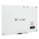 36 x 24 Inches Glass Whiteboard with Eraser and Removable Tray