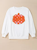 Halloween Pumpkin Patched Pattern Long Sleeve Sweatshirt