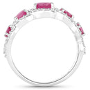 1.99 Carat Genuine Ruby and White Diamond 14K White Gold Ring