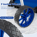 37.5 Inches Aluminum Snow Shovel with Wheels and Bi-Directional Angled Blade-Blue
