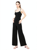 Teeze Me Womens Black Spaghetti Strap Scoop Neck Jumpsuit, Size 3/4