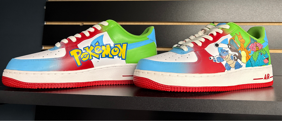 Custom Pokemon Painted Air Force Ones - Size 10