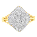 10K Yellow Gold Diamond Cocktail Ring (1/2 Cttw, J-K Color, I2-I3 Clarity) - Size 6-1/2