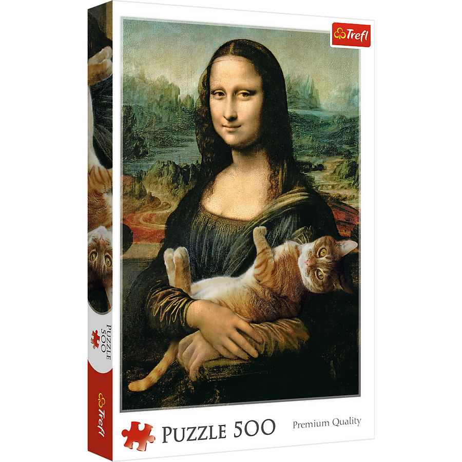 500 Piece Jigsaw Puzzles, Mona Lisa and a Purring Kitty, Da Vinci Puzzles, Art Puzzles, Adult Puzzles, Trefl 37294