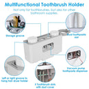 Multifunctional Wall Mount Toothbrush Holder Rack Organizer Automatic Toothpaste Dispenser Squeezer with Magnetic Cups 5 Toothbrush Slots Hair Dryer H