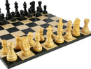Chess Set - Black French Chessmen on Black/Maple Basic Chess Board