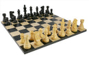 Chess Set - Black French Chessmen on Black/Maple Basic Chess Board