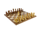 Chess Set - 3.75" Sheesham/Boxwood Opposite Tops on 17" Walnut/Maple Chess Board