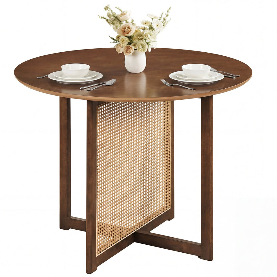 37.5 Inch Round Dining Table with Cross Pedestal Base