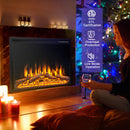 Electric Fireplace Recessed 34/37 Inch with Adjustable Flames