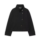 Womens Solid-Color Casual Stand-Collar Jacket With Buttons