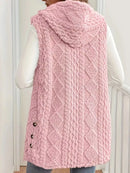 Button-Down Sherpa Hooded Vest Coat