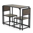 3 Pcs Dining Set Compact Table and 2 Chair with Metal Frame for for Small Space