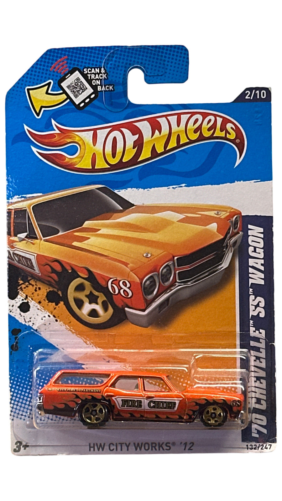 Hot Wheels '70 Chevelle SS Wagon (Orange Fire Chief) - HW City Works 12 - 2/10 ~ 132/247