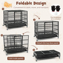 38 Inch Foldable Heavy-Duty Metal Dog Cage with Lockable Rolling Casters and Tray-38 inches
