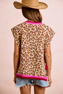 BiBi Leopard Pattern Side Tied Sweater Vest Top