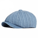Spring Autumn Washed Denim Octagonal Beret