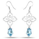 12.14 Carat Genuine Swiss Blue Topaz .925 Sterling Silver Earrings
