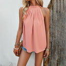 Women's spring and summer temperament casual solid color sleeveless top