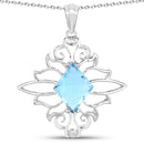 5.15 Carat Genuine Swiss Blue Topaz .925 Sterling Silver Pendant