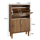 Slim Shoe Storage Cabinet with 2 Flip Drawers & Gold Handles