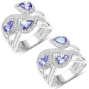 1.52 Carat Genuine Tanzanite and White Zircon .925 Sterling Silver Ring