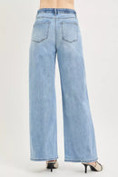 RISEN Elastic Band Slouchy Wide Jeans with Drawstring