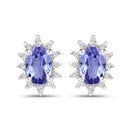 2.00 Carat Genuine Tanzanite and White Topaz .925 Sterling Silver Jewelry Set
