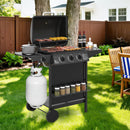 39 000 BTU Outdoor Burner Propane Gas Grill on Wheels-Black