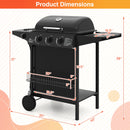 39 000 BTU Outdoor Burner Propane Gas Grill on Wheels-Black