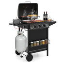 39 000 BTU Outdoor Burner Propane Gas Grill on Wheels-Black