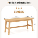 39.5 Inch Bamboo Dining Bench with Handwoven Rattan Seat for Indoor Outdoor-Natural
