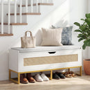 39.5" Rattan Storage Chest Wicker Shoe Bench with Padded Seat Flip-Top
