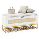 39.5" Rattan Storage Chest Wicker Shoe Bench with Padded Seat Flip-Top