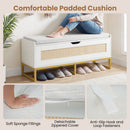 39.5" Rattan Storage Chest Wicker Shoe Bench with Padded Seat Flip-Top