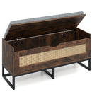 39.5" Rattan Storage Chest Wicker Shoe Bench with Padded Seat Flip-Top