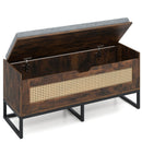 39.5" Rattan Storage Chest Wicker Shoe Bench with Padded Seat Flip-Top