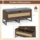 39.5" Rattan Storage Chest Wicker Shoe Bench with Padded Seat Flip-Top