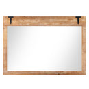 39 x 27.5 Inch Farmhouse Rustic Barn Door Wall Mirror with Wood Frame-Natural