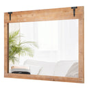 39 x 27.5 Inch Farmhouse Rustic Barn Door Wall Mirror with Wood Frame-Natural