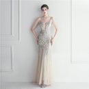 Mesh Beaded Bridal Wedding Dinner Long Camisole Evening Gown