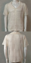 Men's Knit Polo Collar Cardigan Top