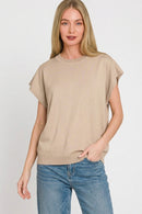 Zenana Viscose Round-neck Short Sleeve Sweater