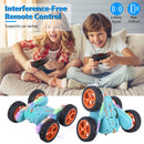 Kid Driving RC Stunt Car 7 Color Strip Light Dynamic Music Swing Arm Double-sided   Rolling Remote Control Car Off Road 2.4GHz 4WD Rechargeable Racing
