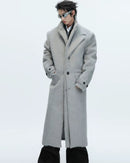 Short-pile Faux Two-piece Wool Coat Long Alpaca-blend Trench Coat