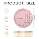 Personalized Baby Milestone Round Blanket with Name - Pink Floral Design with Month Numbers 1-12 and White Ruffle Edge - Baby Girl Gift