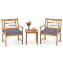 3 Piece Wood Patio Furniture Set with Seat Cushions and Acacia Wood Frame