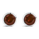 .925 Sterling Silver 6MM Bezel Set Created Purple Amethyst Solitaire Stud Earrings