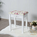 Vanity Wood Dressing Stool Padded Piano Seat with Rose Cushion