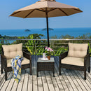 3 Pcs Outdoor Patio Rattan Conversation Set with Seat Cushions-Black